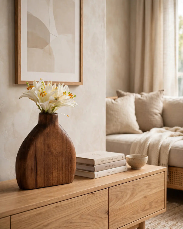 Forest Oval Rustic Vase, Walnut