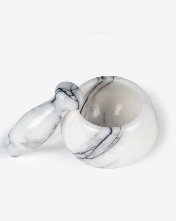 Pesta Marble Mortar and Pestle, White (7 x 7 cm)
