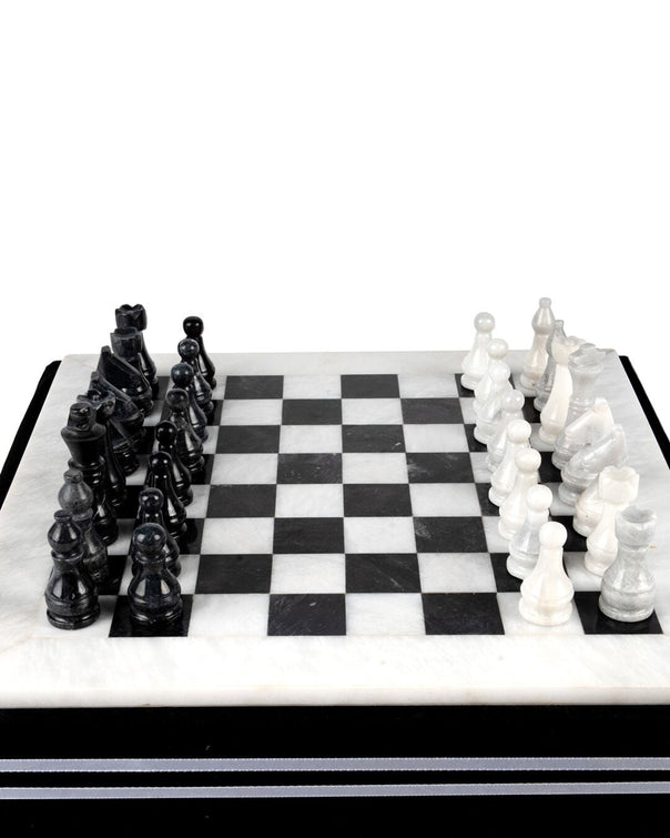 Chess Marble Chess Set, Large, Black and White