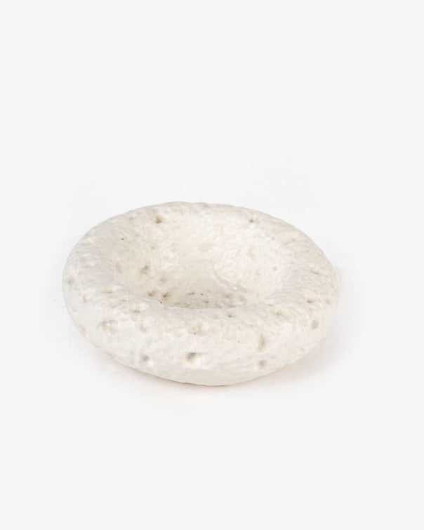 Coral Ceramic Textured Decorative Bowl, White (12 x 4 cm)