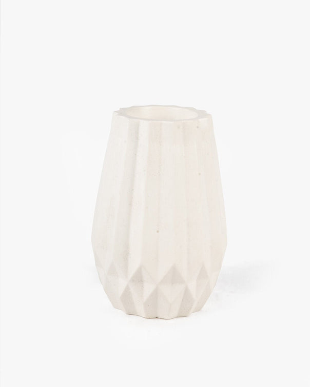 Cristallo Ceramic Crystal-Cut Decorative Vase, White (5 x 10 cm)