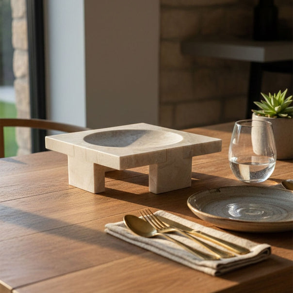 Footed Marble Serving Stand