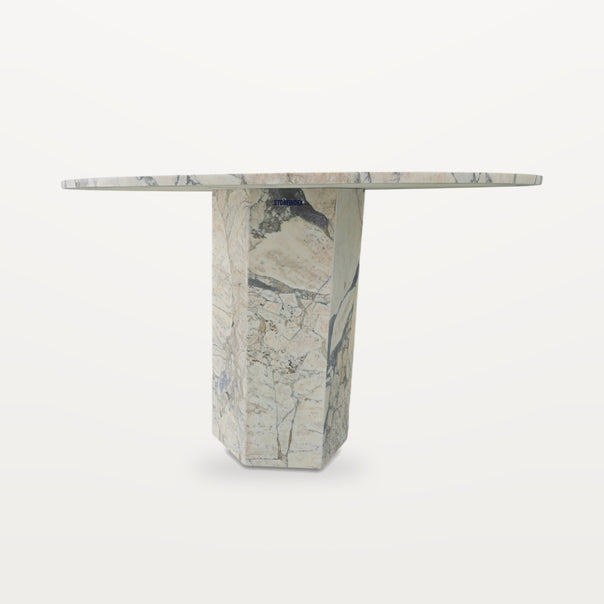 round Calacatta Viola marble dining table