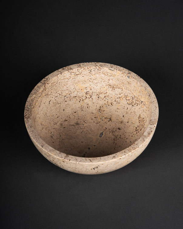 light travertine round bowl