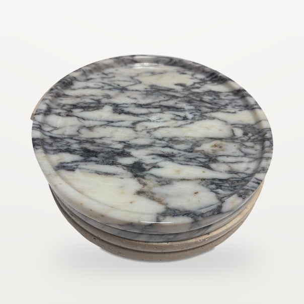 round Calacatta marble serving plate