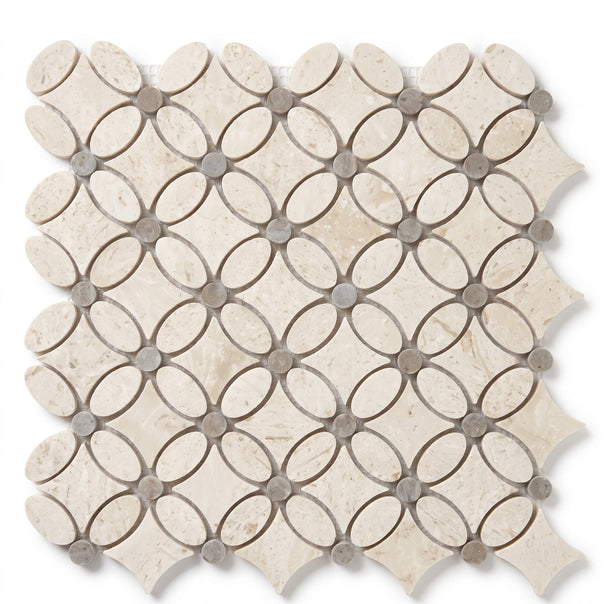 Mayra Flower Mosaic Tile, Brushed