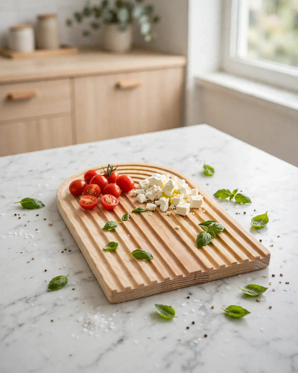 Rainbow Oval Wooden Serving Board, Natural (24 x 14 cm)