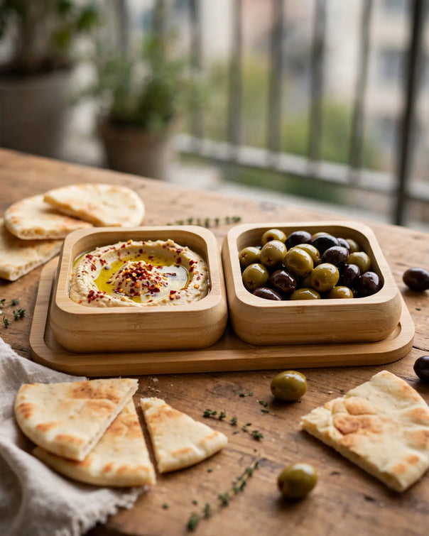 Natura Bamboo Square 2-Bowl Snack Set (20.5 x 9.5 cm)