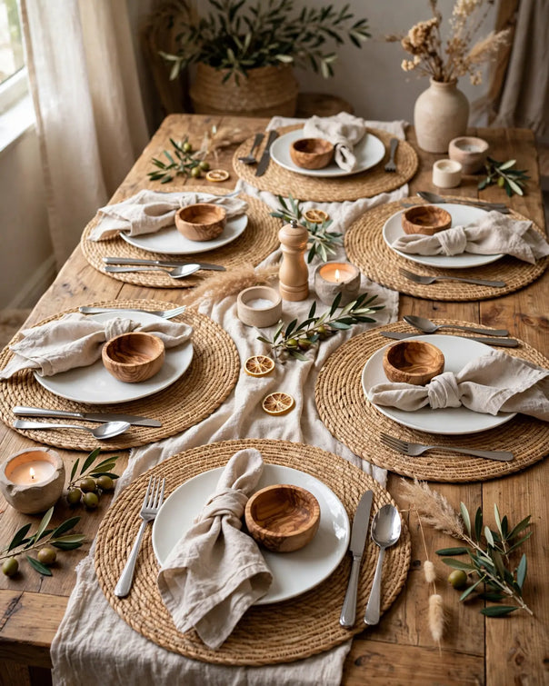 Toscana Wicker Round Placemat and Charger Set of 6 (Diameter: 34 cm)