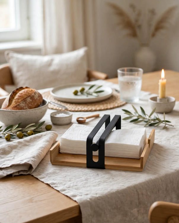 Natura Napkin Holder with Metal Weighted Bar (18 x 17.5 cm)