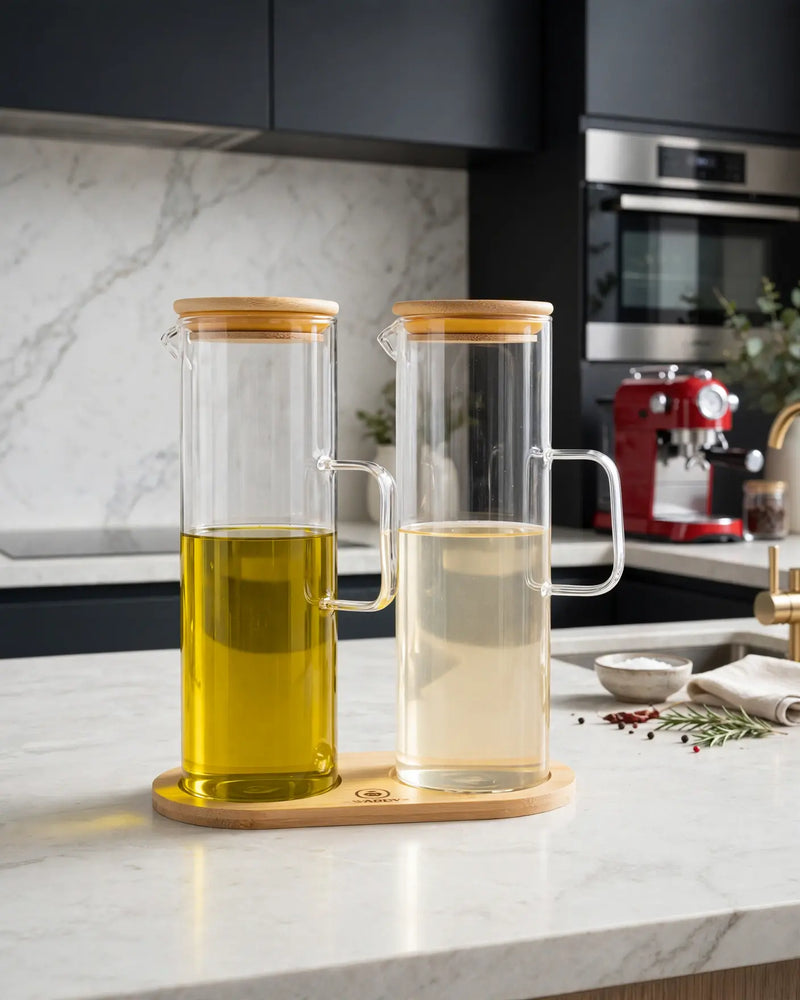 Pure Glass Oil and Vinegar Cruet Set of 2