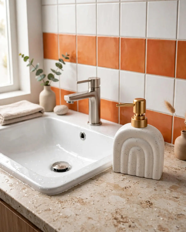 Rainbow Ceramic Soap Dispenser, White