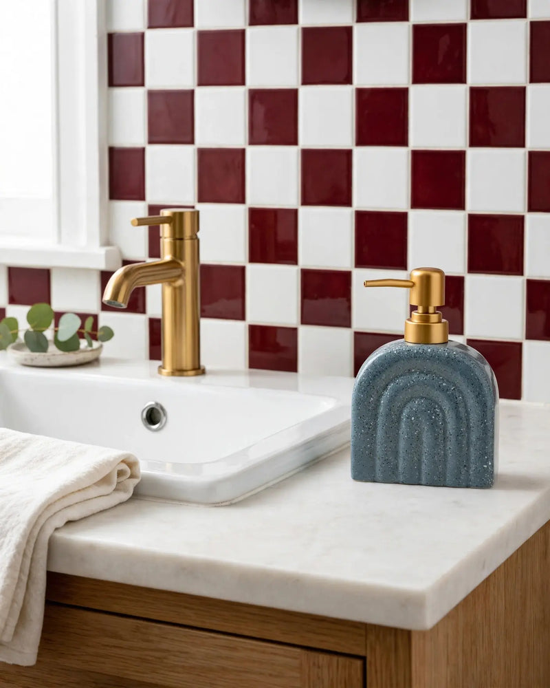 Rainbow Ceramic Soap Dispenser, Teal Blue
