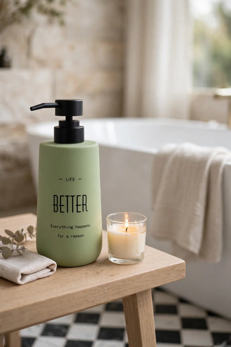 Nordic Ceramic Matte Soap Dispenser, Khaki Green