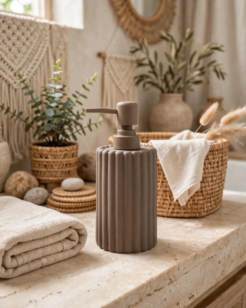 Flute Matte Textured Soap Dispenser, Dark Brown
