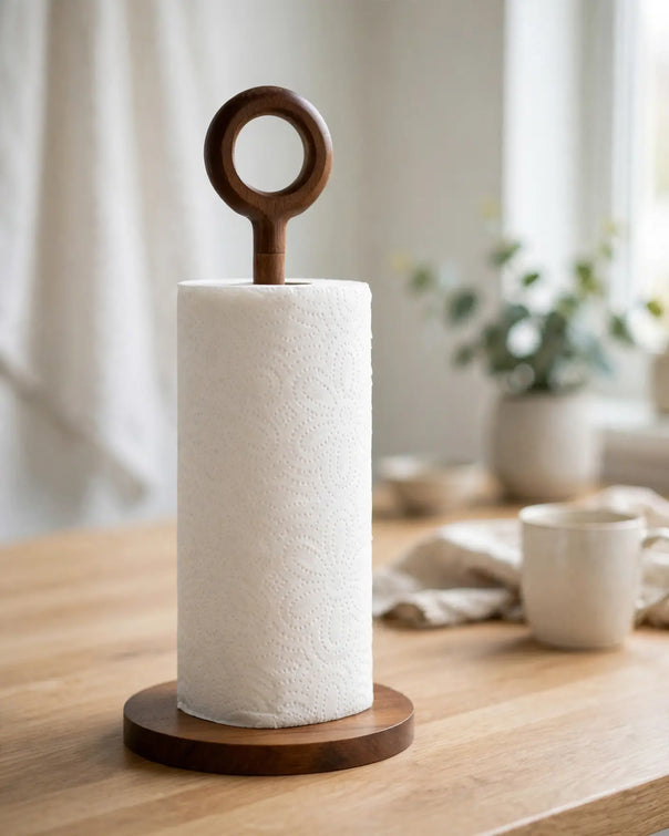 Acacia Wood Ring-Top Paper Towel Holder (33 cm)