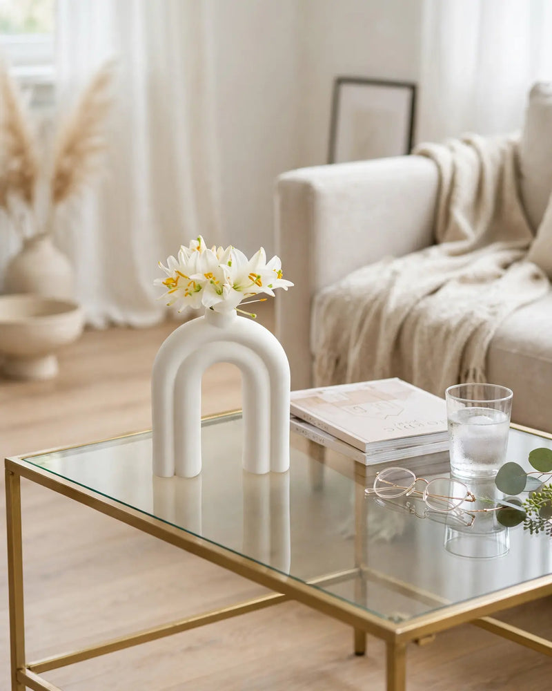 Arc Ceramic Arch Vase, White
