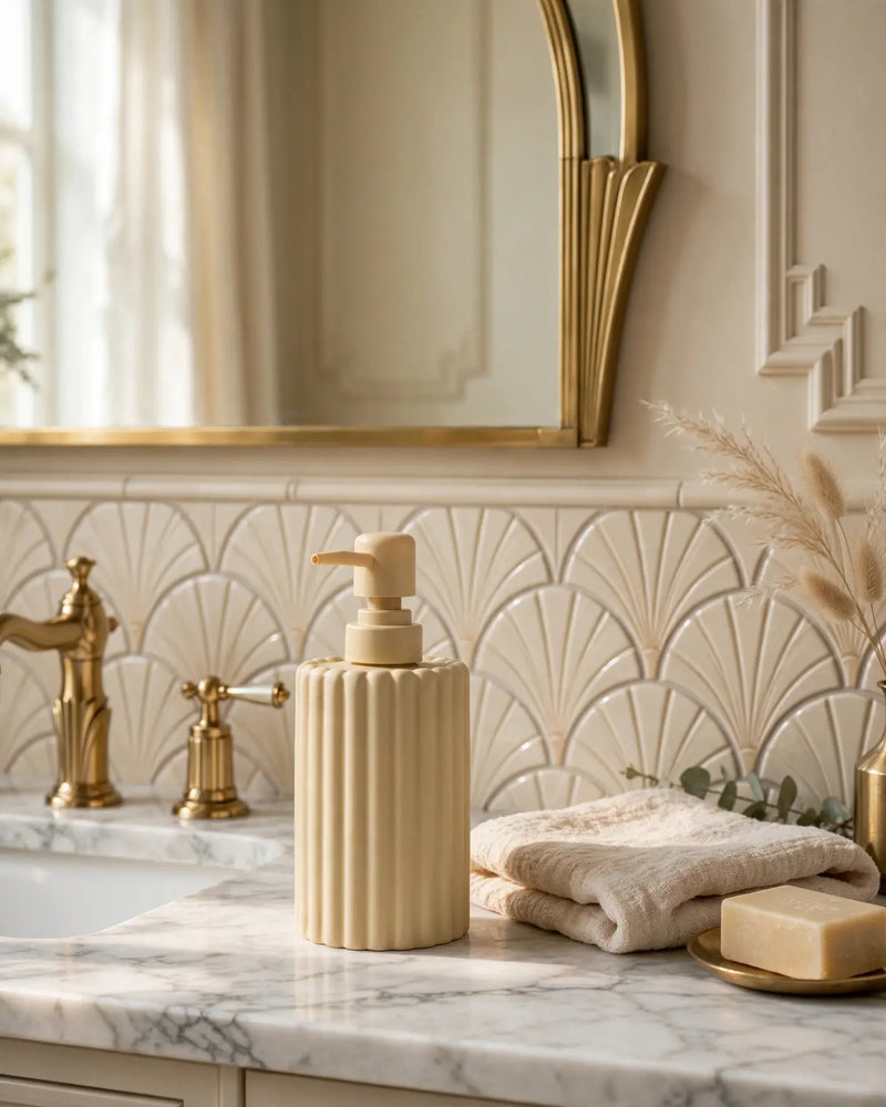 Flute Matte Textured Soap Dispenser, Light Mustard