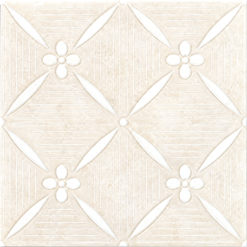 Glacier White Carved and Painted Marble 3D Tiles – 6 × 6 Inch