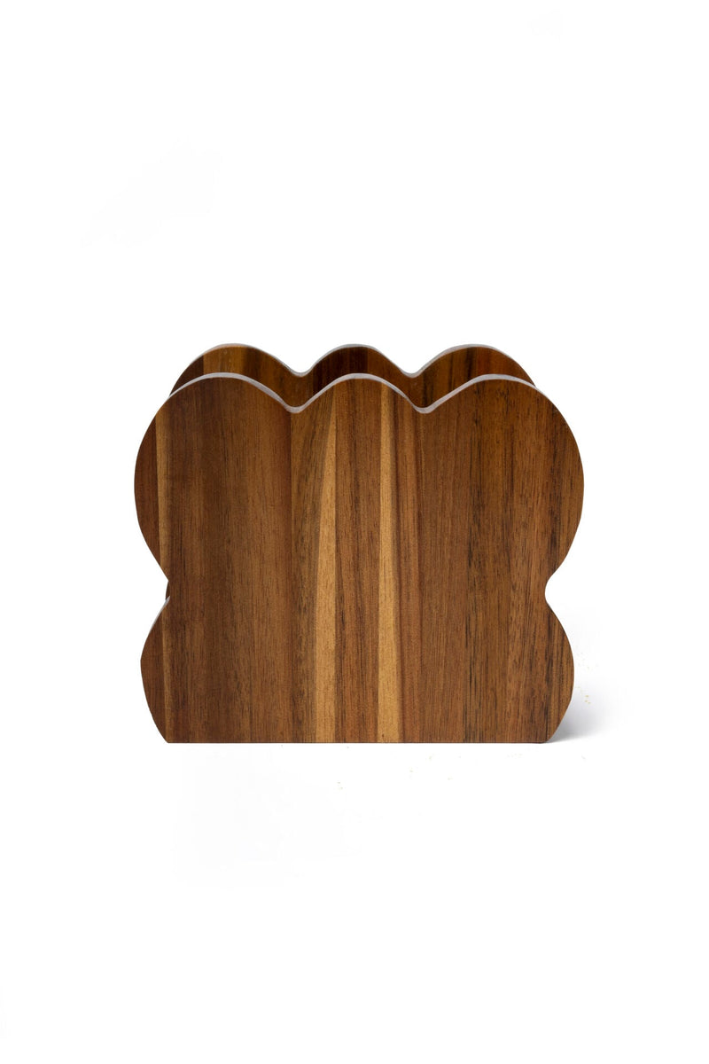 Acacia Wood Wavy Napkin Holder (15 x 9 cm)