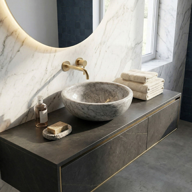 Luxe Dark Marble Vessel Sink