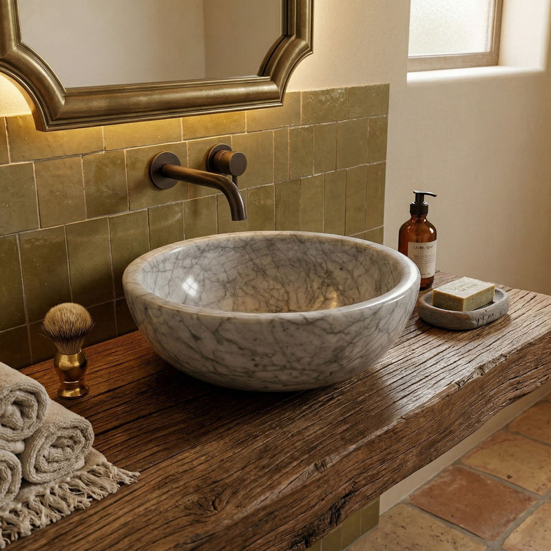 Luxe Dark Marble Vessel Sink