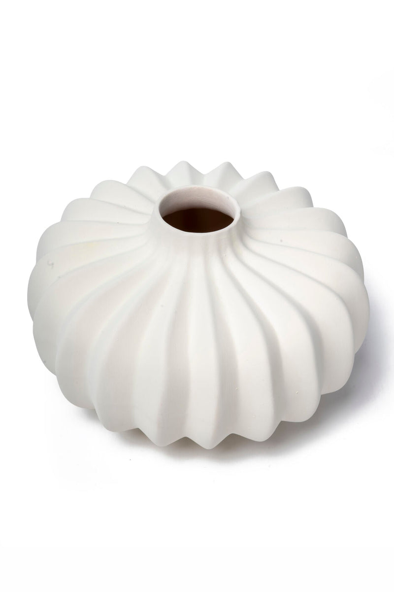 Pumpkin Ceramic Vase, Matte White