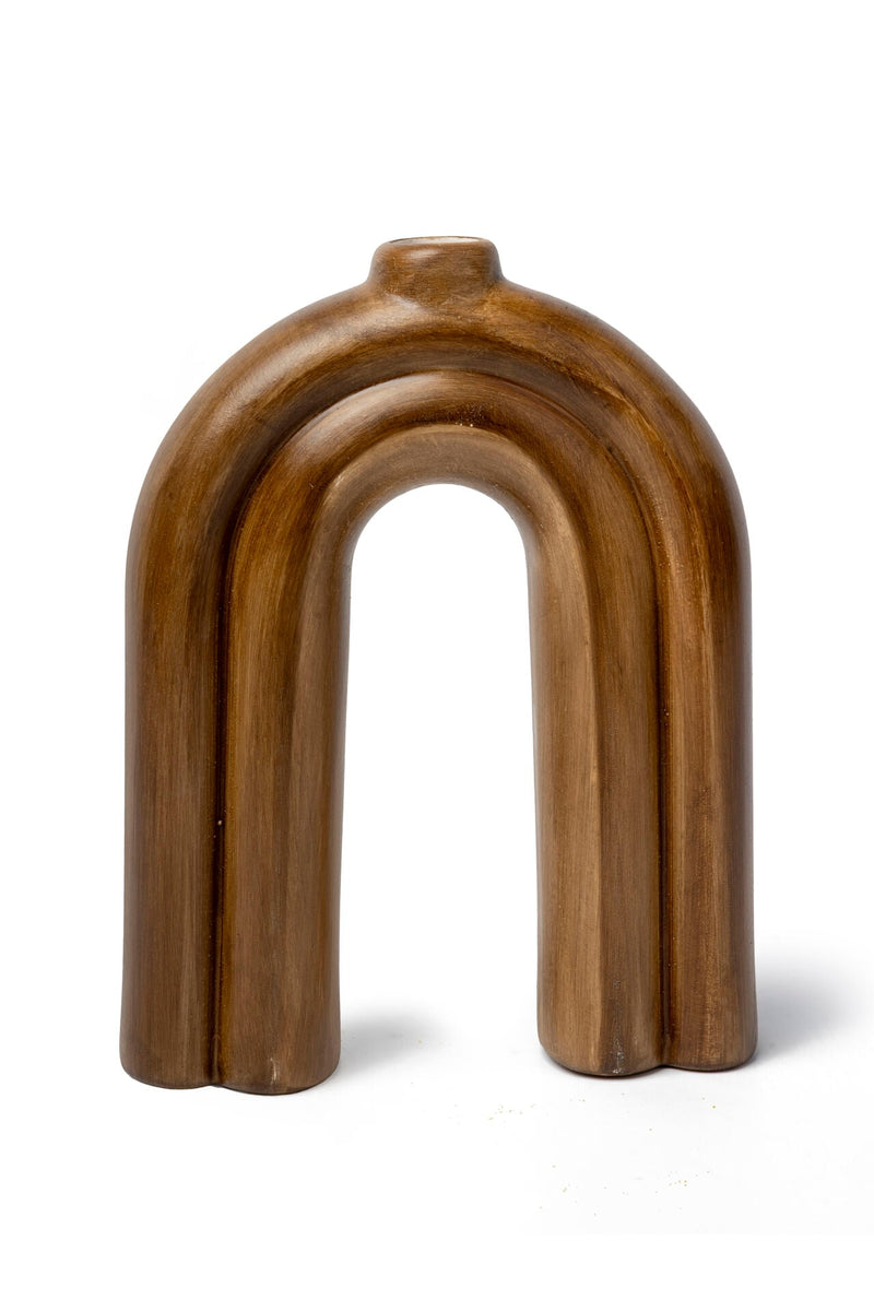 Arc Ceramic Arch Vase, Wood Look