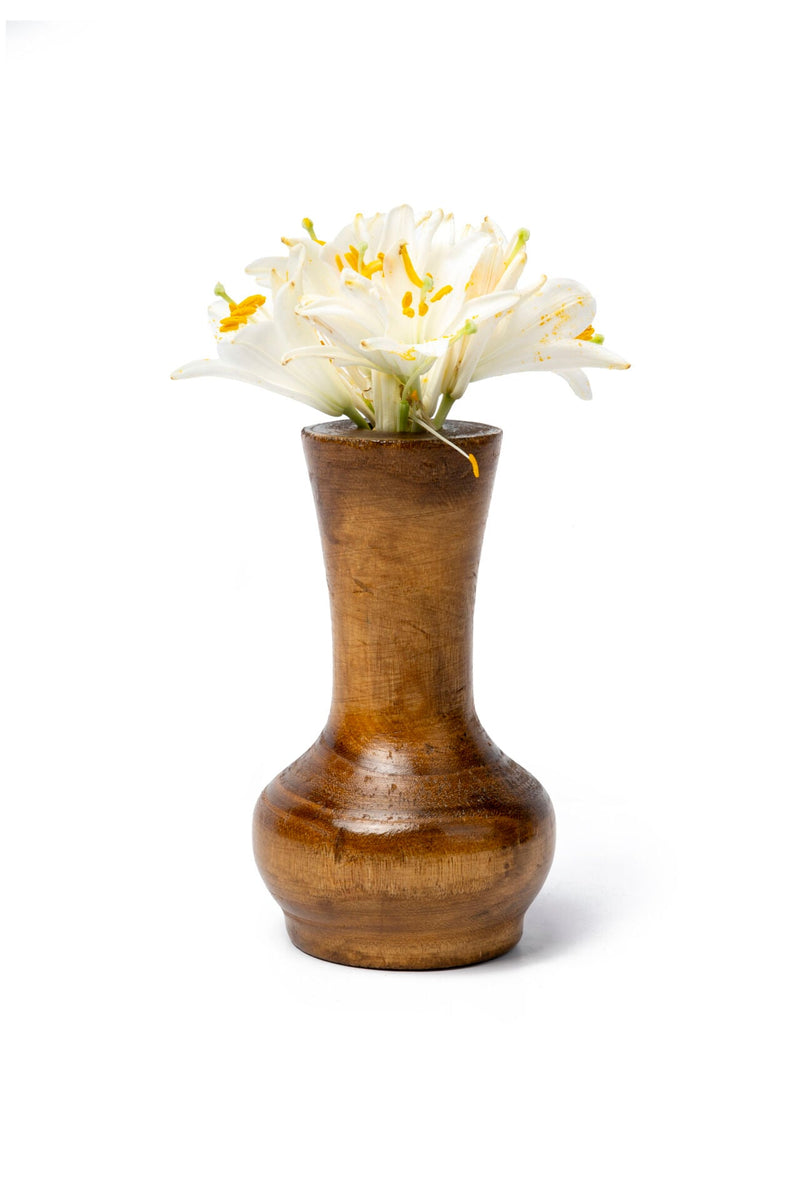 Forest Curved Design Vase, Walnut