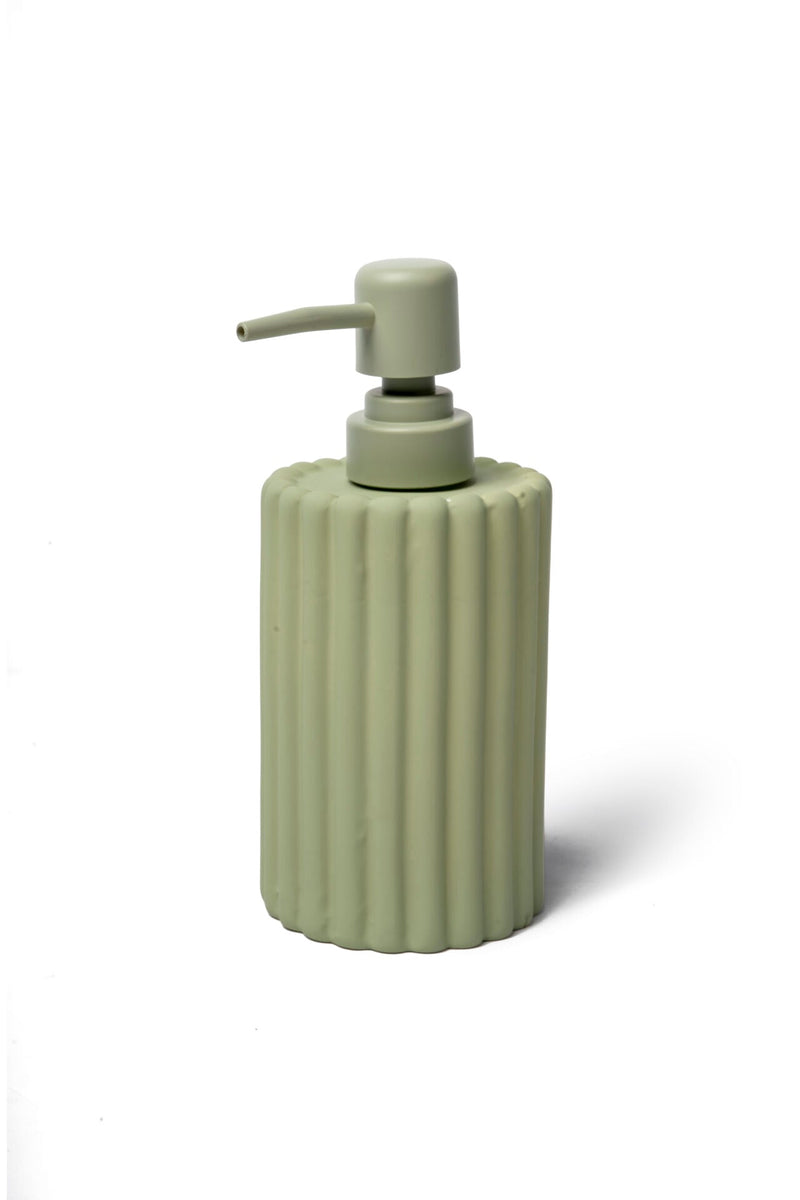 Flute Matte Textured Soap Dispenser, Khaki Green