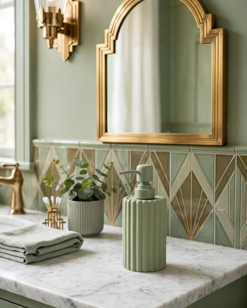 Flute Matte Textured Soap Dispenser, Khaki Green