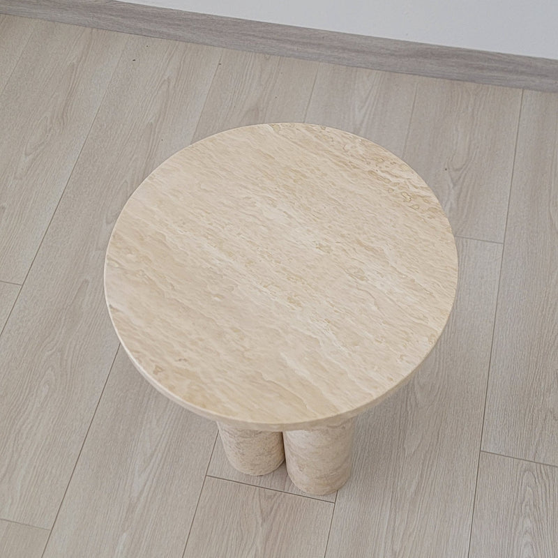 Travertine Side Table ( 11.8 × 11.8 × 17.7 in)