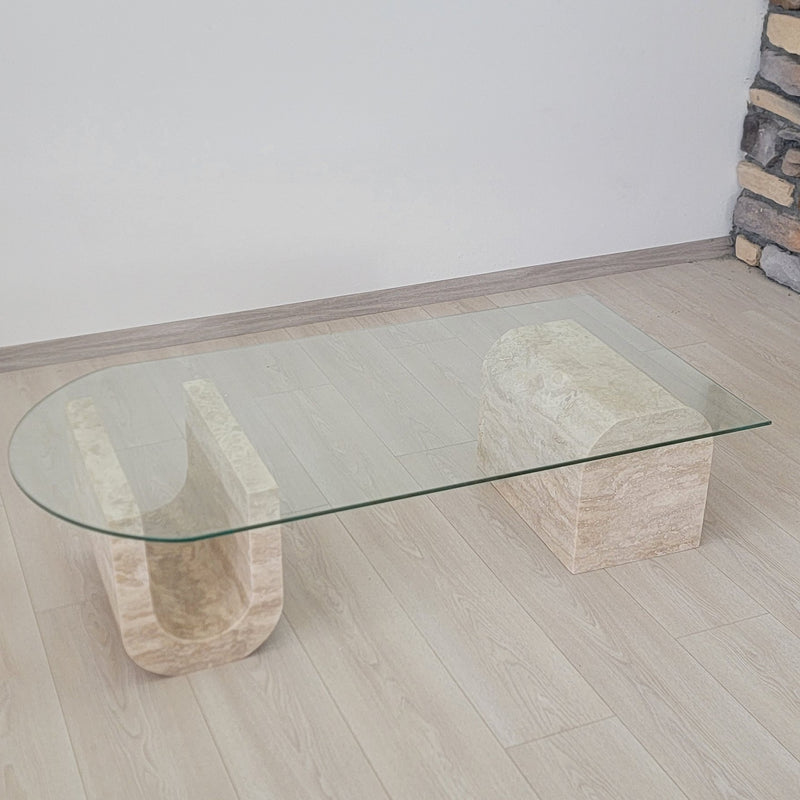 Travertine and Glass Coffee