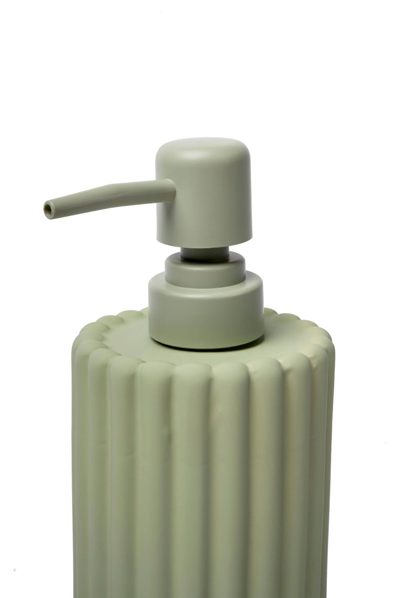Flute Matte Textured Soap Dispenser, Khaki Green