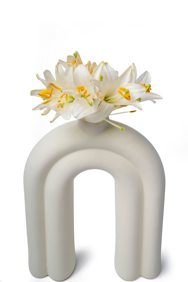 Arc Ceramic Arch Vase, White