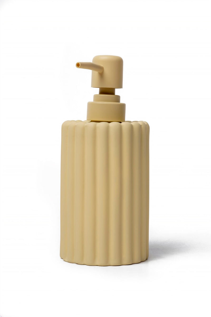 Flute Matte Textured Soap Dispenser, Light Mustard