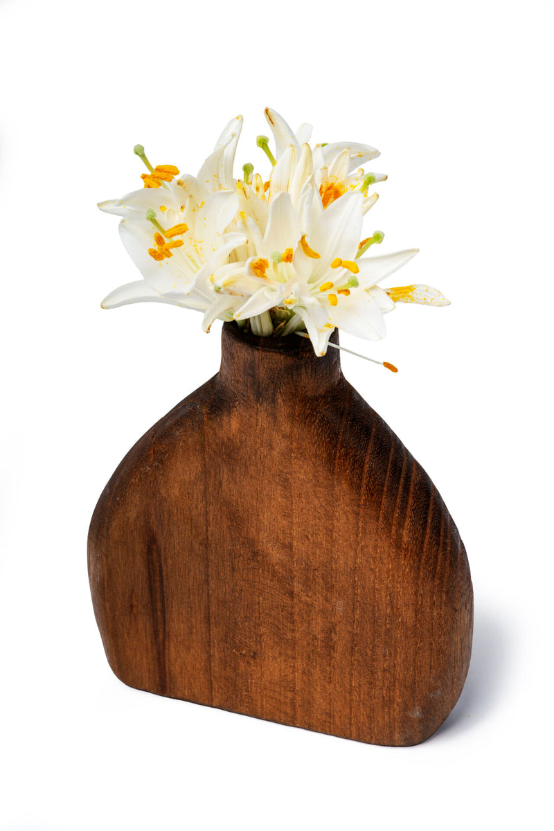 Forest Oval Rustic Vase, Walnut