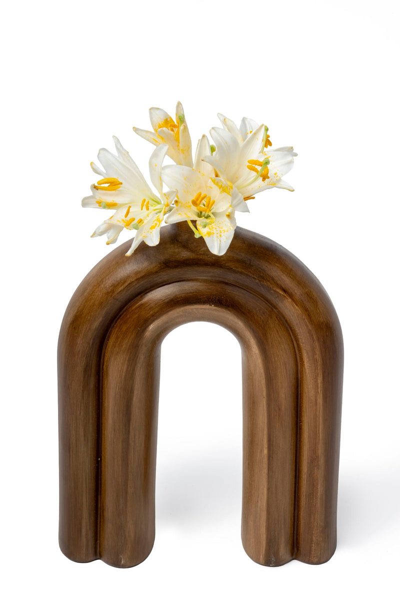 Arc Ceramic Arch Vase, Wood Look