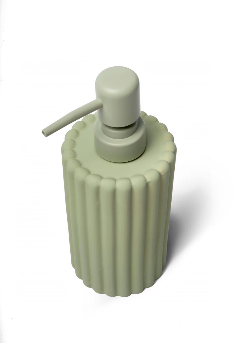 Flute Matte Textured Soap Dispenser, Khaki Green