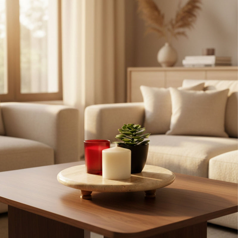 Aura Serving Stand with Wooden Feet
