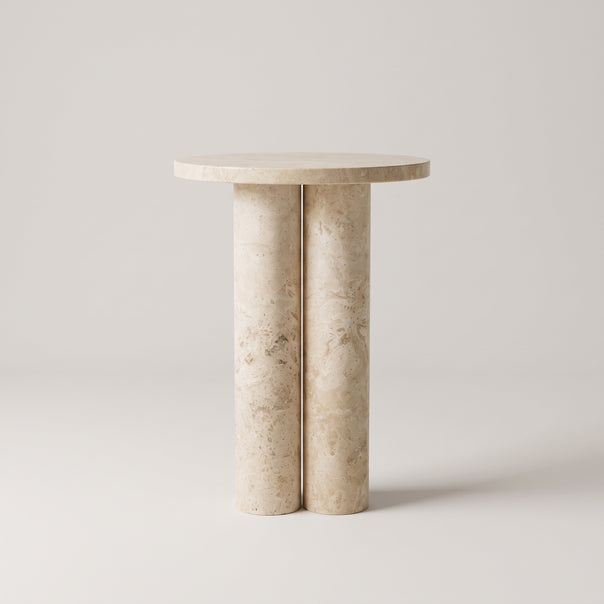 Travertine Side Table ( 11.8 × 11.8 × 17.7 in)