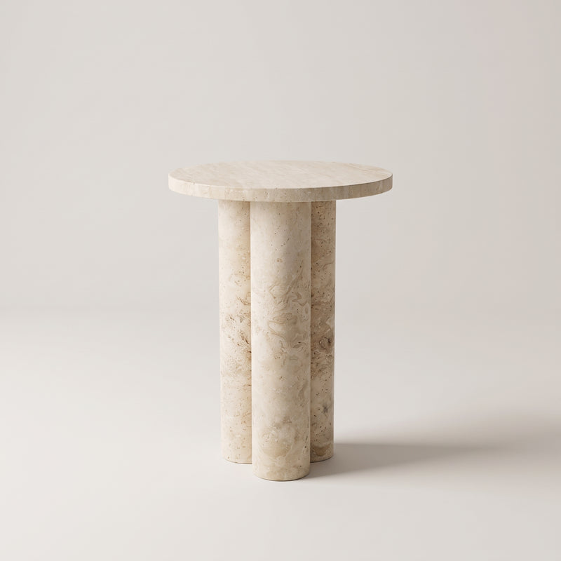 Travertine Side Table ( 11.8 × 11.8 × 17.7 in)