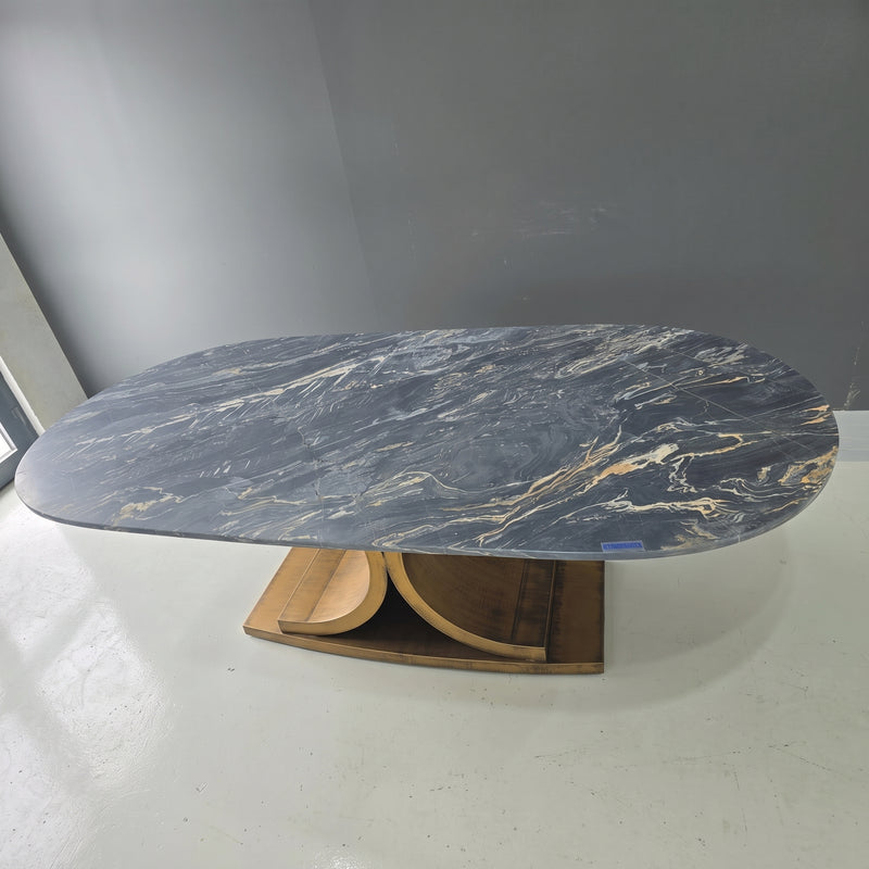Monarch Oval Black Marble Dining Table