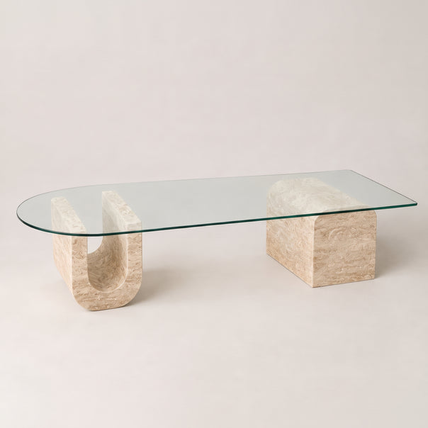 Travertine and Glass Coffee