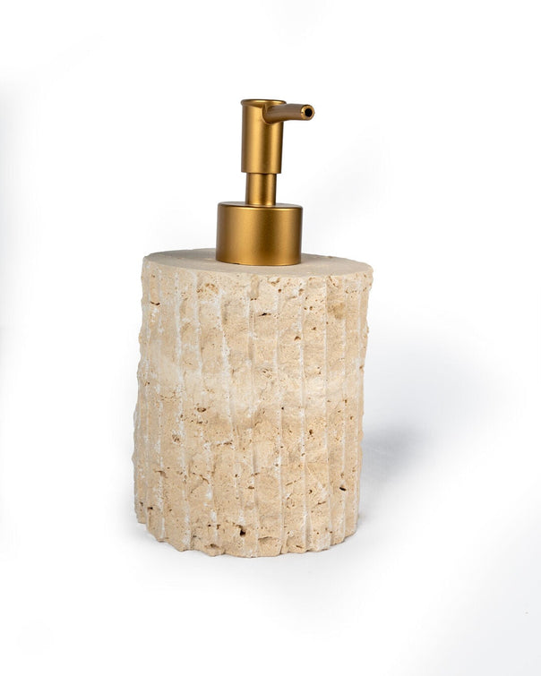 Riga Marble Bath Soap Dispenser, Travertine