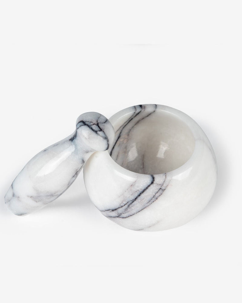 Pesta Marble Mortar and Pestle, White (7 x 7 cm)