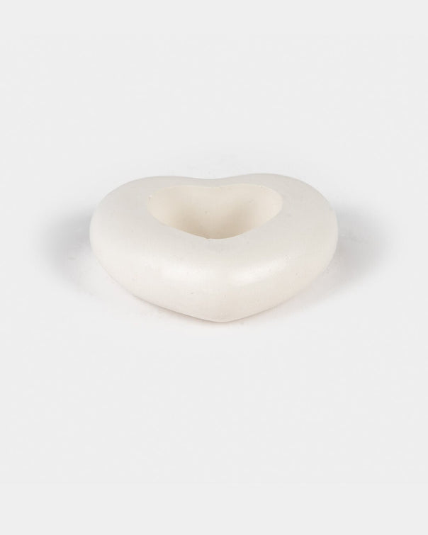 Amore Ceramic Heart Candle Holder, Ecru (7.5 x 8.5 cm)