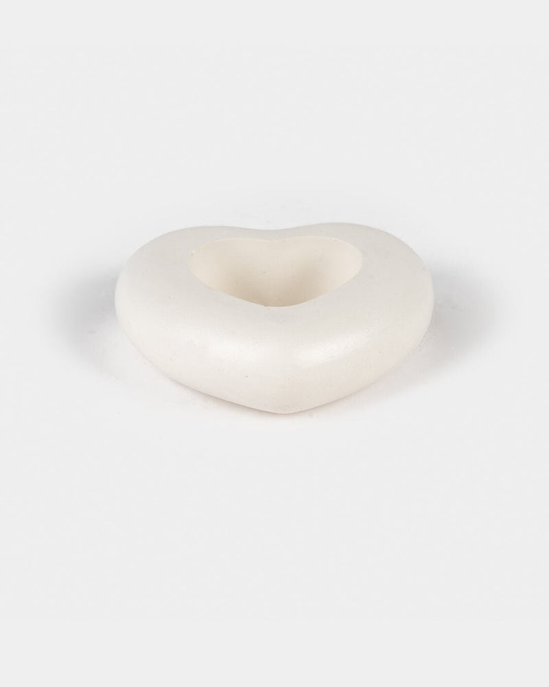 Amore Ceramic Heart Candle Holder, Ecru (7.5 x 8.5 cm)