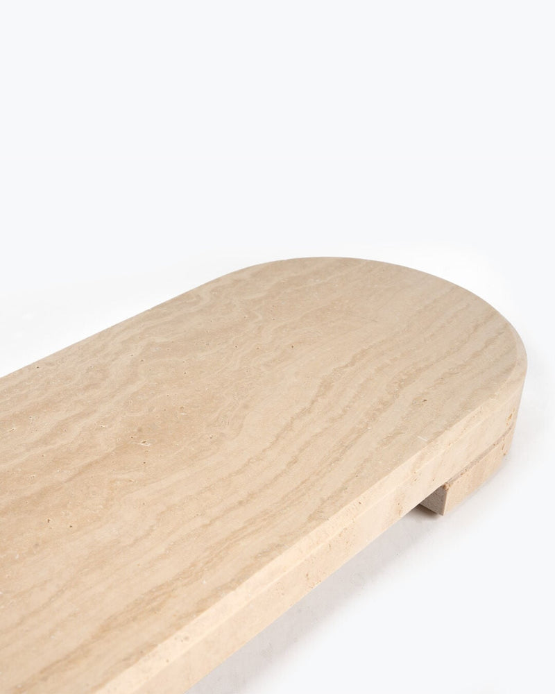 Luvia Marble Oval Serving Stand, Travertine (15 x 45 cm)