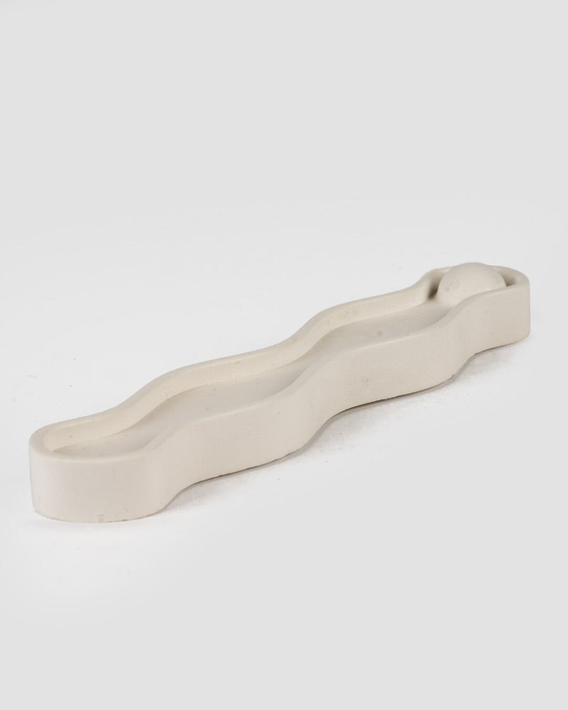 Sine Ceramic Wavy Incense Stick Holder, White (18 cm)